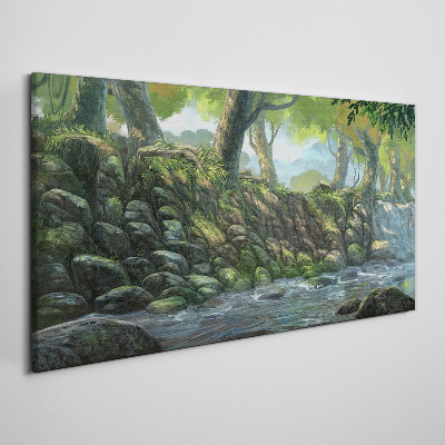 Tablou canvas Colț verde cu o cascadă