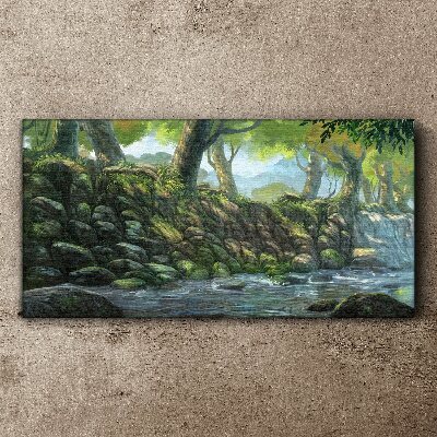 Tablou canvas Colț verde cu o cascadă