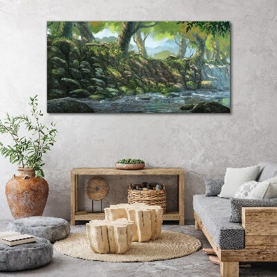 Tablou canvas Colț verde cu o cascadă
