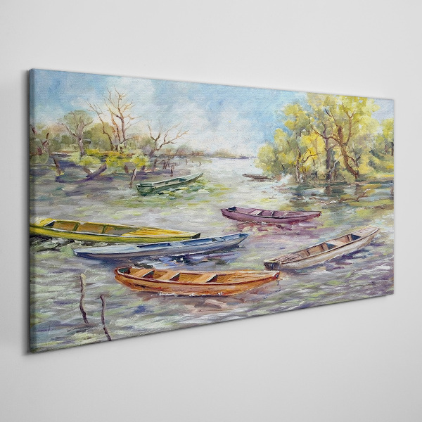 Tablou canvas Un port liniștit cu bărci colorate