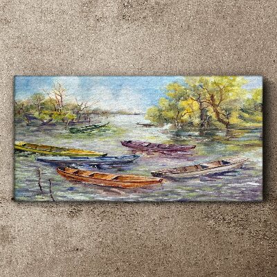 Tablou canvas Un port liniștit cu bărci colorate