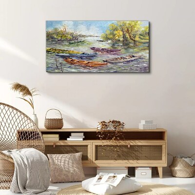Tablou canvas Un port liniștit cu bărci colorate