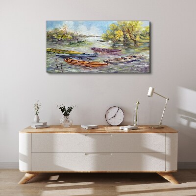 Tablou canvas Un port liniștit cu bărci colorate