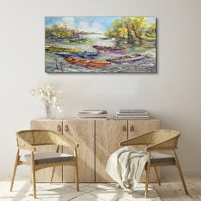 Tablou canvas Un port liniștit cu bărci colorate