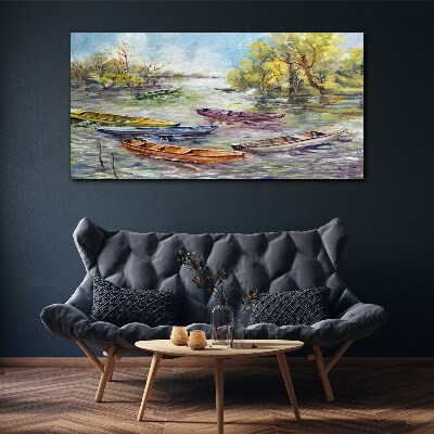 Tablou canvas Un port liniștit cu bărci colorate