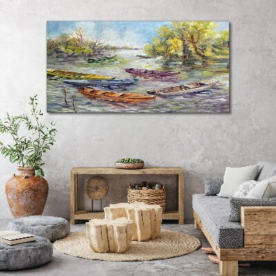 Tablou canvas Un port liniștit cu bărci colorate
