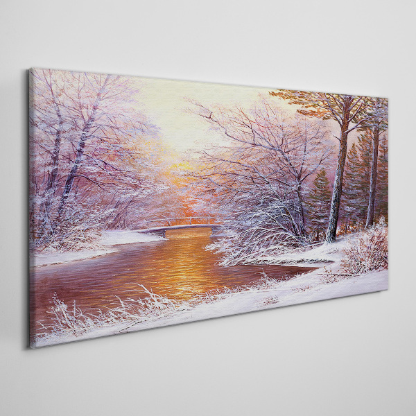 Tablou canvas Peisaj de iarnă cu un râu
