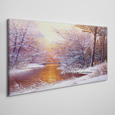 Tablou canvas Peisaj de iarnă cu un râu