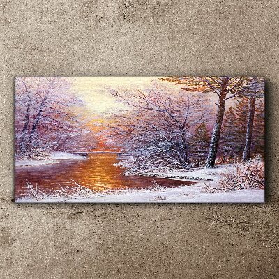 Tablou canvas Peisaj de iarnă cu un râu