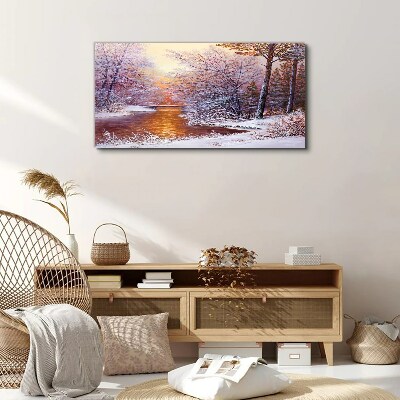 Tablou canvas Peisaj de iarnă cu un râu