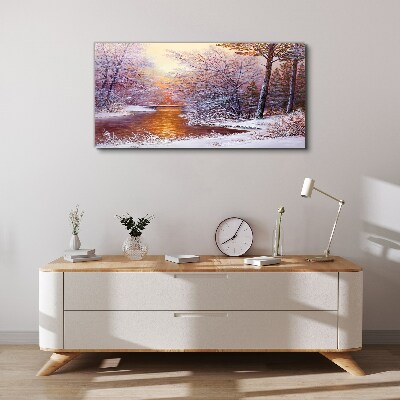 Tablou canvas Peisaj de iarnă cu un râu