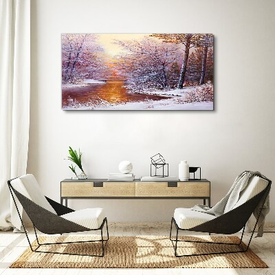 Tablou canvas Peisaj de iarnă cu un râu