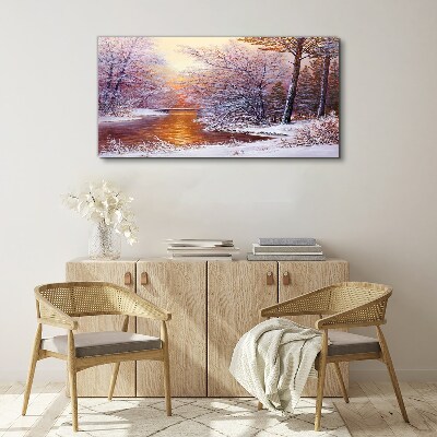 Tablou canvas Peisaj de iarnă cu un râu