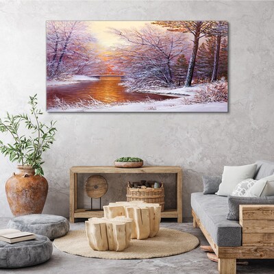 Tablou canvas Peisaj de iarnă cu un râu