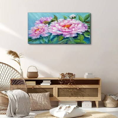 Tablou canvas Bujori roz pe fond albastru