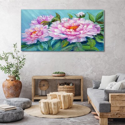 Tablou canvas Bujori roz pe fond albastru