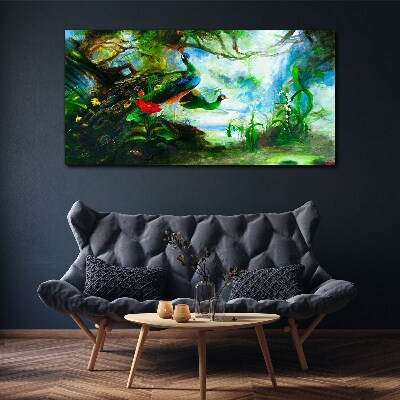 Tablou canvas Lumea misterioasă a păsărilor păun