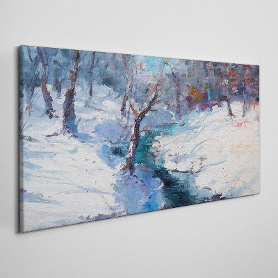 Tablou canvas Peisaj de iarnă cu un râu