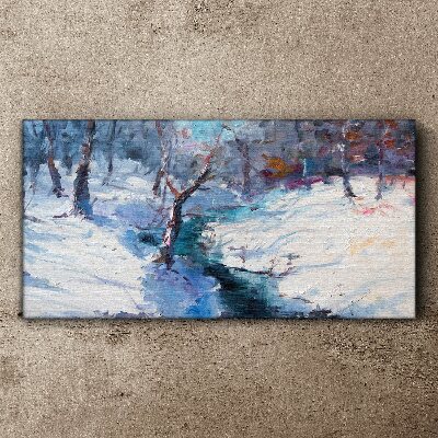 Tablou canvas Peisaj de iarnă cu un râu