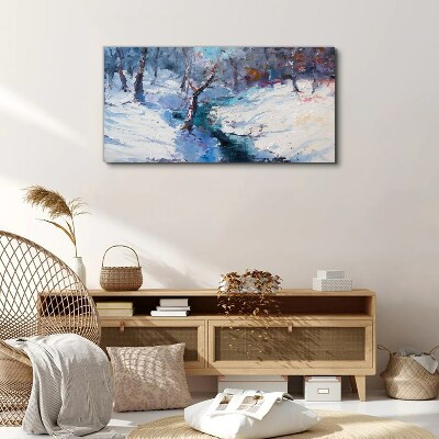 Tablou canvas Peisaj de iarnă cu un râu