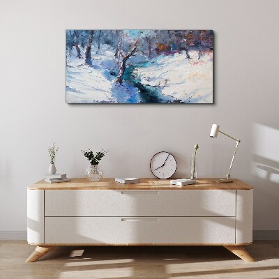 Tablou canvas Peisaj de iarnă cu un râu