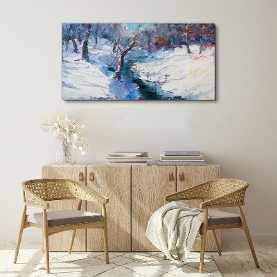Tablou canvas Peisaj de iarnă cu un râu