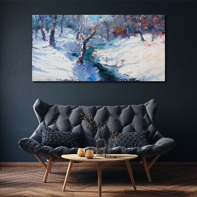Tablou canvas Peisaj de iarnă cu un râu