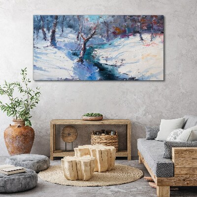Tablou canvas Peisaj de iarnă cu un râu
