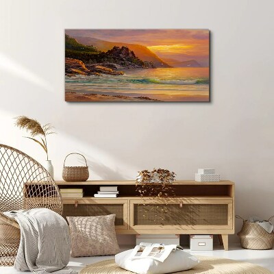 Tablou canvas copaci mare apus de soare
