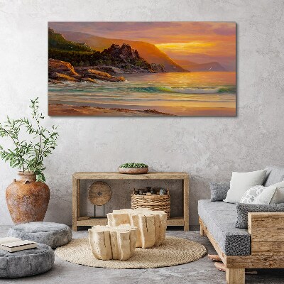 Tablou canvas Apus peste coasta muntelui
