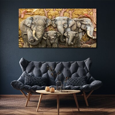 Tablou canvas Familie de elefanți într-un peisaj de pădure