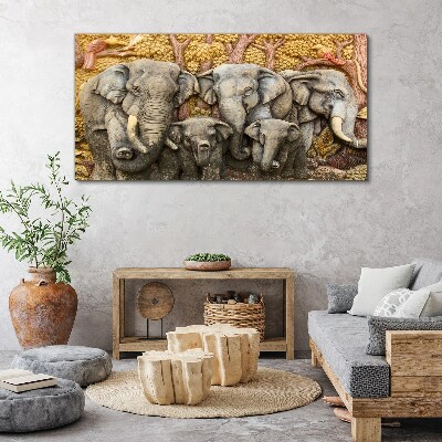 Tablou canvas Familie de elefanți într-un peisaj de pădure