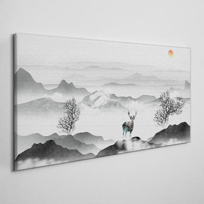 Tablou canvas Peisaj liniștit cu căprioare