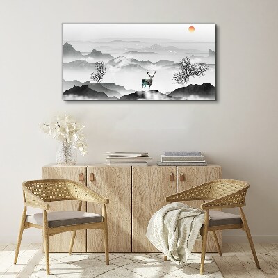 Tablou canvas Peisaj liniștit cu căprioare