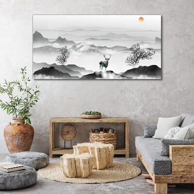 Tablou canvas Peisaj liniștit cu căprioare