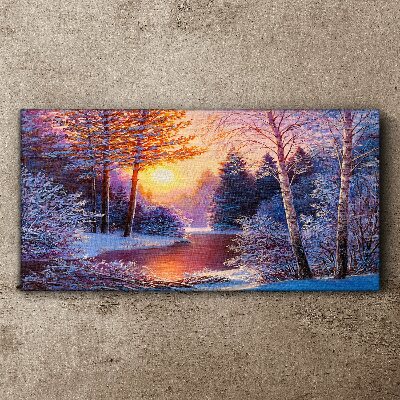 Tablou canvas Amurg de iarnă peste râu