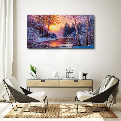 Tablou canvas Amurg de iarnă peste râu