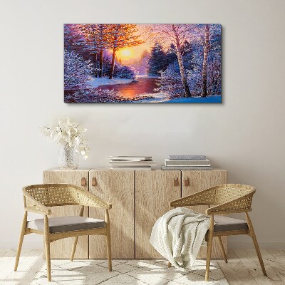 Tablou canvas Amurg de iarnă peste râu