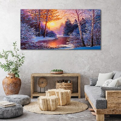 Tablou canvas Amurg de iarnă peste râu
