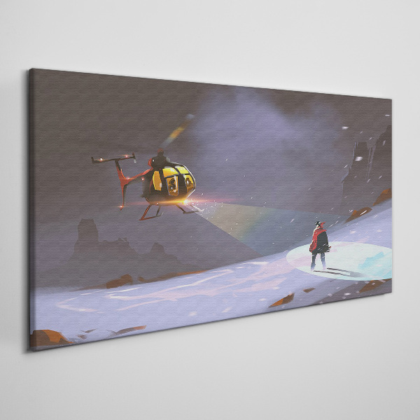 Tablou canvas Elicopter într-un peisaj montan