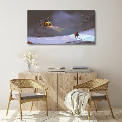 Tablou canvas Elicopter într-un peisaj montan
