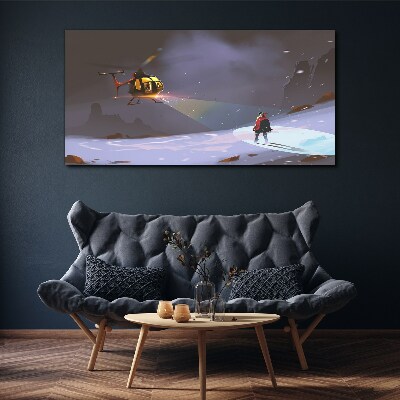 Tablou canvas Elicopter într-un peisaj montan