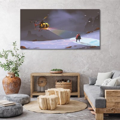 Tablou canvas Elicopter într-un peisaj montan