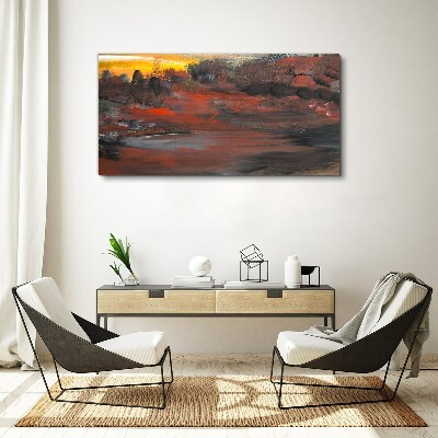 Tablou canvas Apus peste un peisaj vulcanic