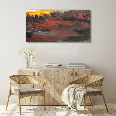 Tablou canvas Apus peste un peisaj vulcanic