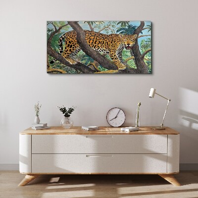 Tablou canvas arbore jungle animal pisica