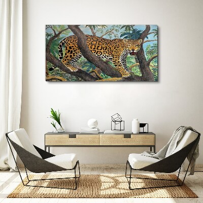 Tablou canvas arbore jungle animal pisica