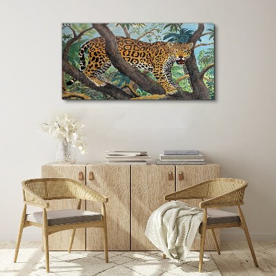 Tablou canvas arbore jungle animal pisica