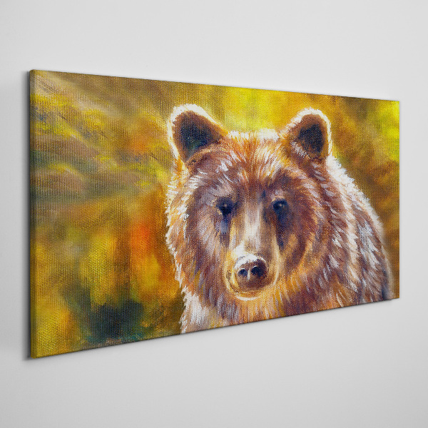 Tablou canvas Chipul unui urs în tonuri aurii