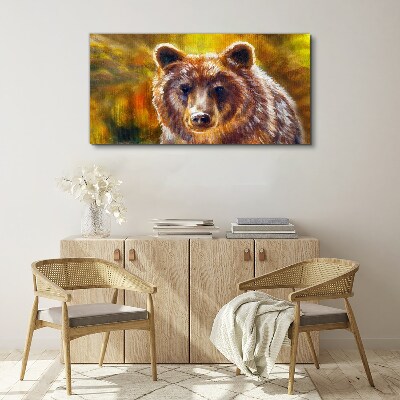 Tablou canvas Chipul unui urs în tonuri aurii